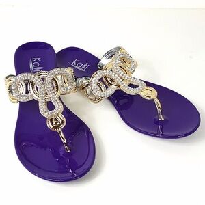 Kalli Rhinestone Thong Flat Jelly Sandals